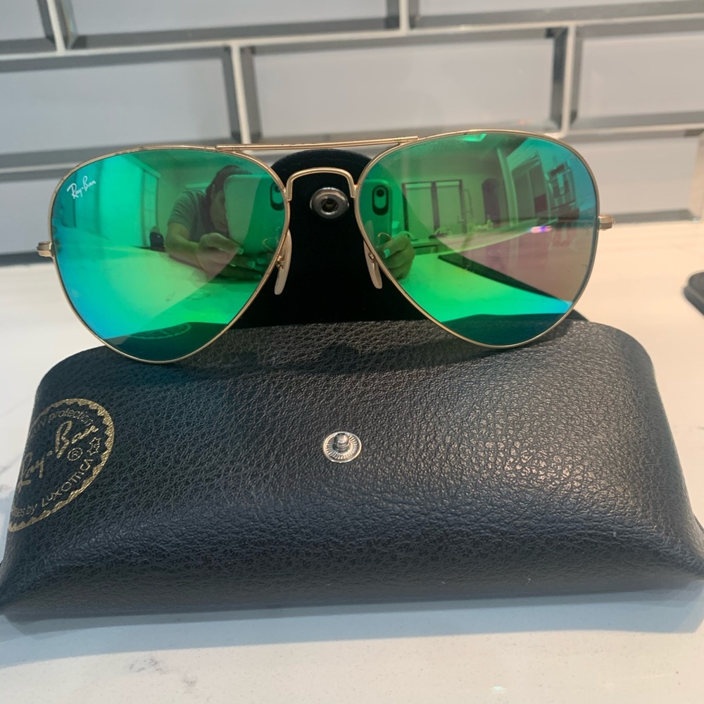 RAY BAN FLASH AVIATOR SUNGLASSES